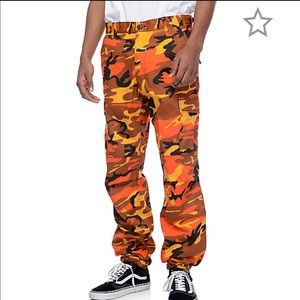 Orange camo cargo pants
